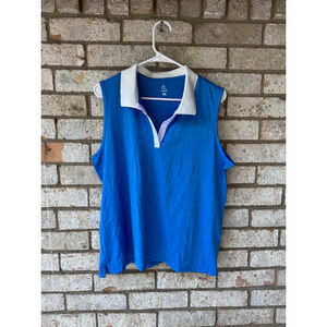 Rhoback Women’s Blue Athletic Tank Top w/ White Collar XL NWOT